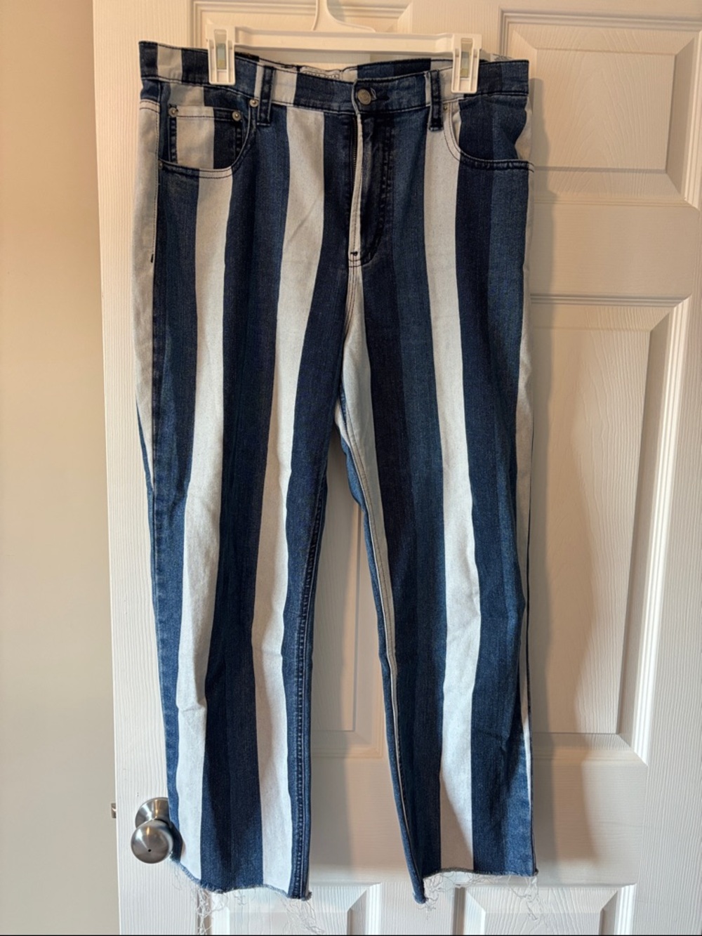 Jordache Blue and White Vertical Stripe Jeans